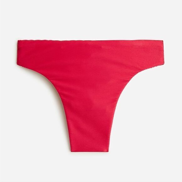 New J.Crew Ribbed High-Rise Cheeky Bikini Bottom in Light Pink Size Medium NWT - Picture 2 of 11